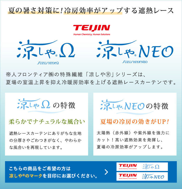 夏の暑さ対策に！高い遮熱効果を発揮する遮熱レース　帝人涼しや