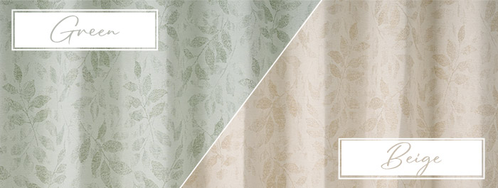 やさしい色合いと上品なリーフ柄がおしゃれな1級遮光カーテン フォリウム（D-1193）