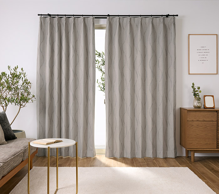 大人モダンなウェーブ柄が美しいジャガード織の1級遮光カーテン ソワン（D-1193）