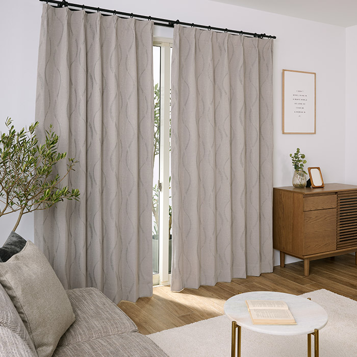 大人モダンなウェーブ柄が美しいジャガード織の1級遮光カーテン ソワン（D-1193）