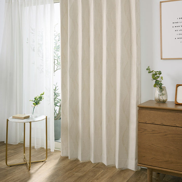 大人モダンなウェーブ柄が美しいジャガード織の1級遮光カーテン ソワン（D-1193）