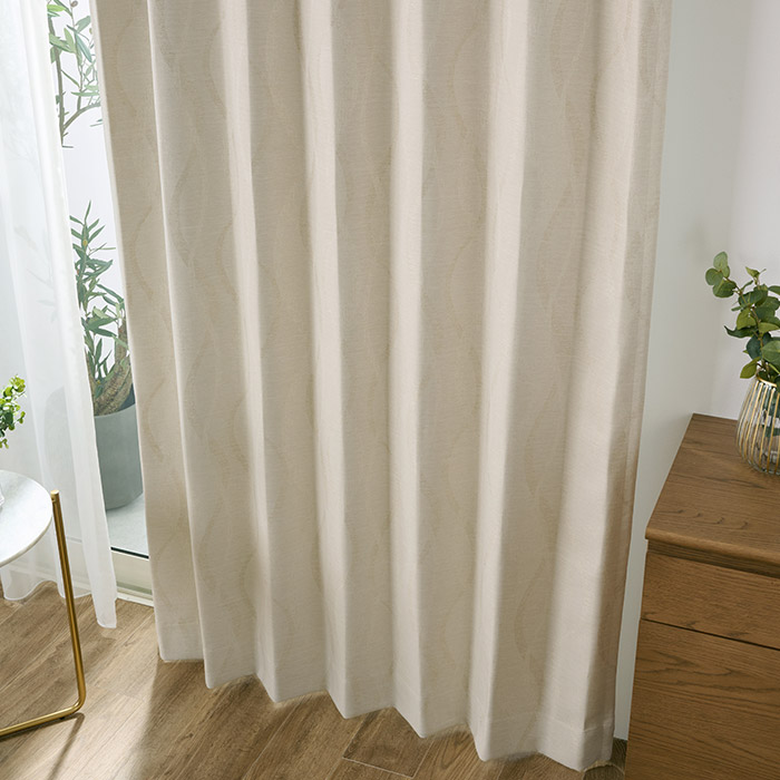 大人モダンなウェーブ柄が美しいジャガード織の1級遮光カーテン ソワン（D-1193）