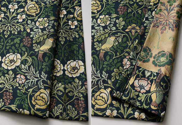 小鳥や草花のモチーフをジャガード織で表現した1級遮光カーテン フォーゲル（D-1193）