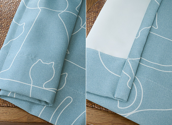 北欧テイストのネコ柄がおしゃれな1級遮光カーテン　ねこねこ（D-1195)