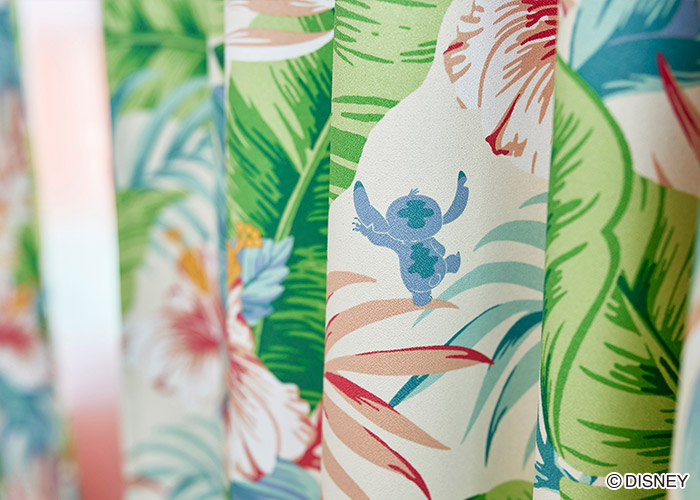 ディズニーカーテン　2級遮光カーテン　アロハボタニカ〔リロ＆スティッチ〕