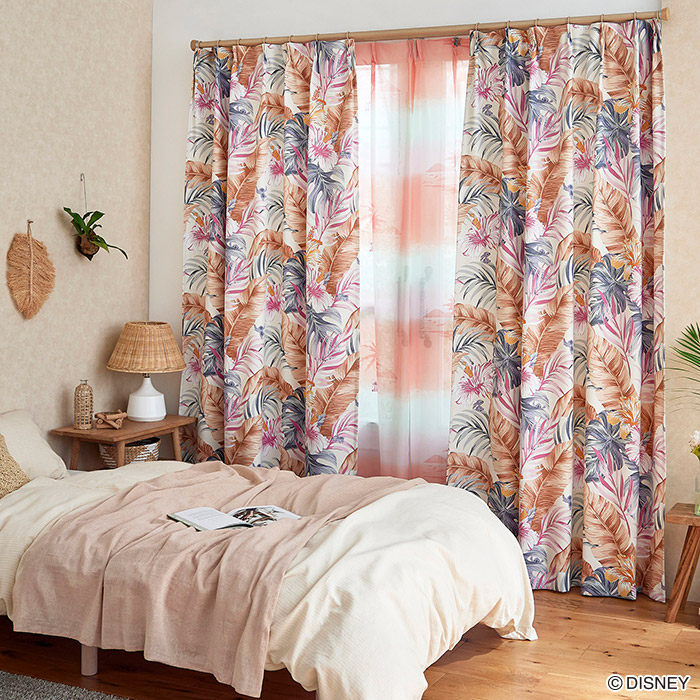 ディズニーカーテン　2級遮光カーテン　アロハボタニカ〔リロ＆スティッチ〕