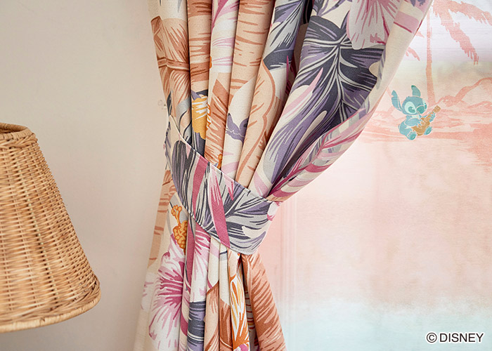 ディズニーカーテン　2級遮光カーテン　アロハボタニカ〔リロ＆スティッチ〕