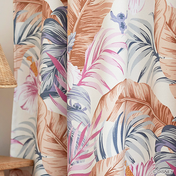 ディズニーカーテン　2級遮光カーテン　アロハボタニカ〔リロ＆スティッチ〕