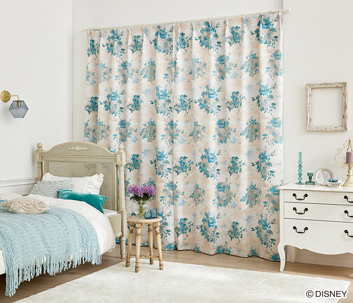 ディズニーカーテン　2級遮光カーテン　アイスブルーム〔プリンセス〕