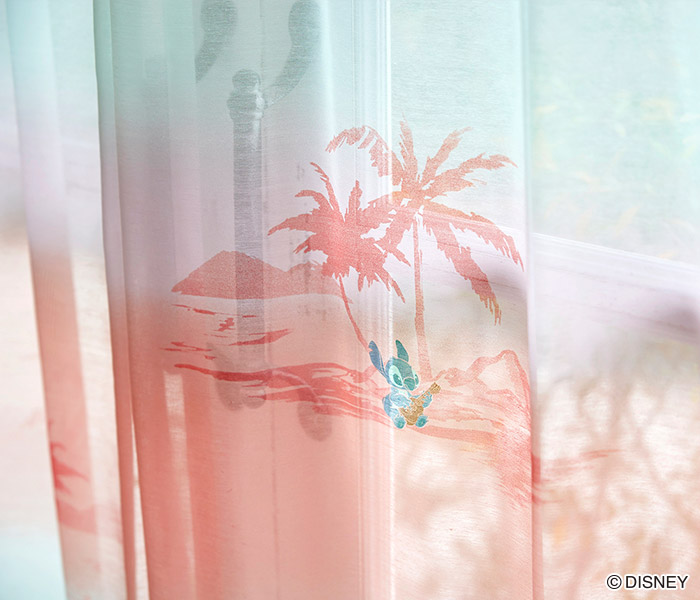 ディズニーレースカーテン　サンセットボイル〔リロ＆スティッチ〕（L-1296) 