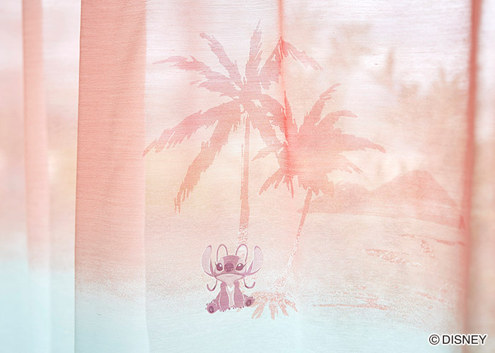 ディズニーレースカーテン　サンセットボイル〔リロ＆スティッチ〕（L-1296) 