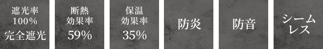 完全遮光・遮熱・保温・防炎・防音・シームレス