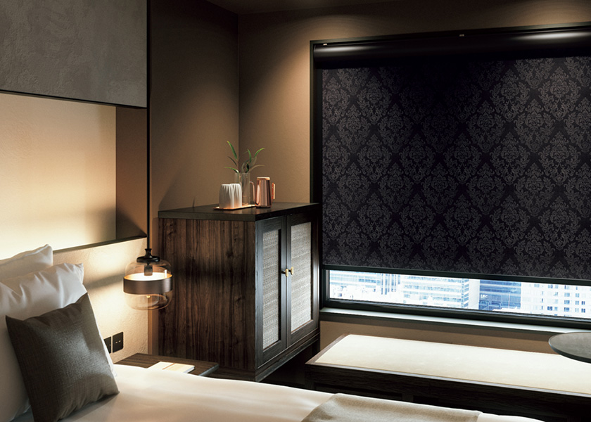 高級感のある私室におすすめの「ロールスクリーン ソフィー(シスクBC)」の利用例の写真