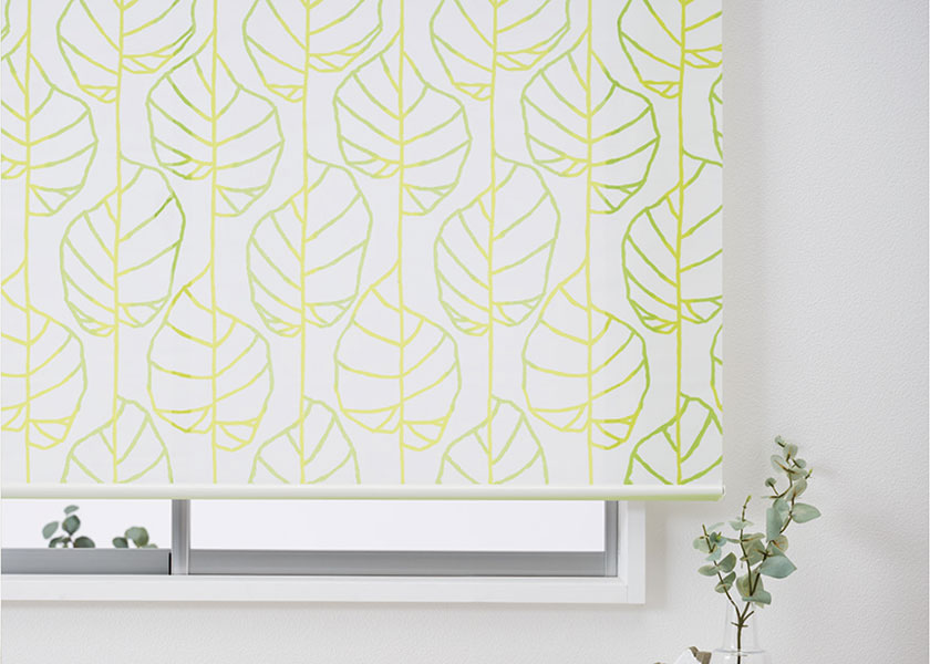 透明感のあるグリーンが癒やしになる「ロールスクリーン　ラルクシールド（ヒーリス）」の利用例の写真