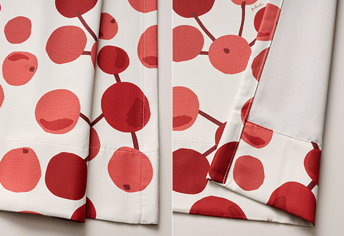 北欧テイストの木の実柄がおしゃれな2級遮光カーテン 大きな木の実（D-8009）