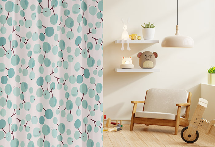 北欧テイストの木の実柄がおしゃれな2級遮光カーテン 大きな木の実（D-8009）