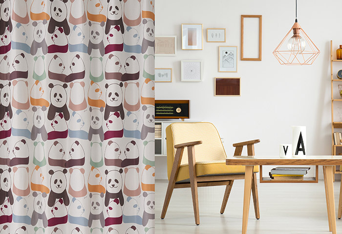 かわいいパンダに胸がキュンとなる2級遮光カーテン panda（D-8009）