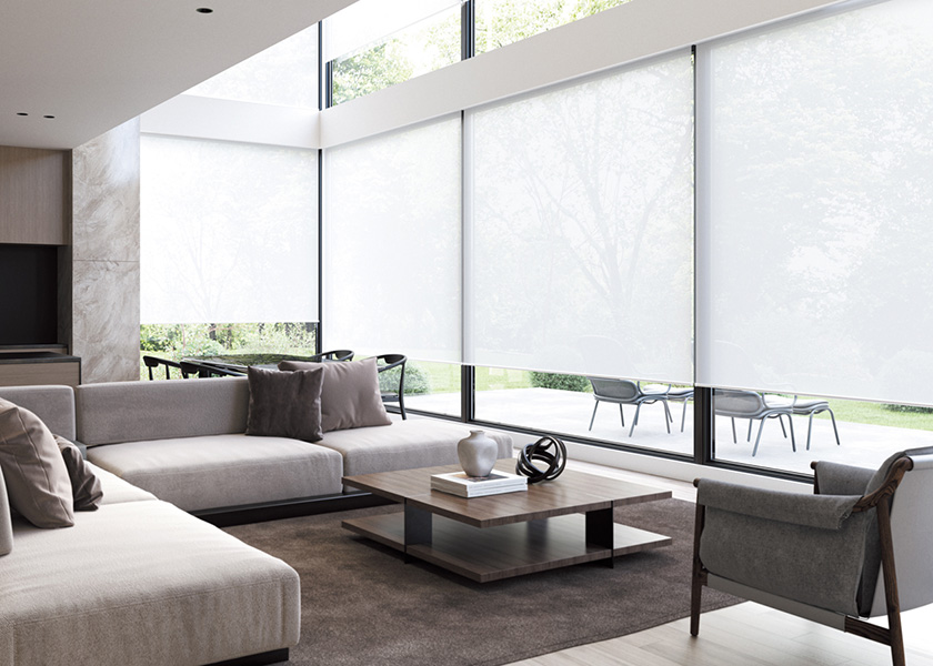 抜け感のあるシティライクな空間におすすめの「ロールスクリーン ソフィー(ルラン)」の利用例の写真