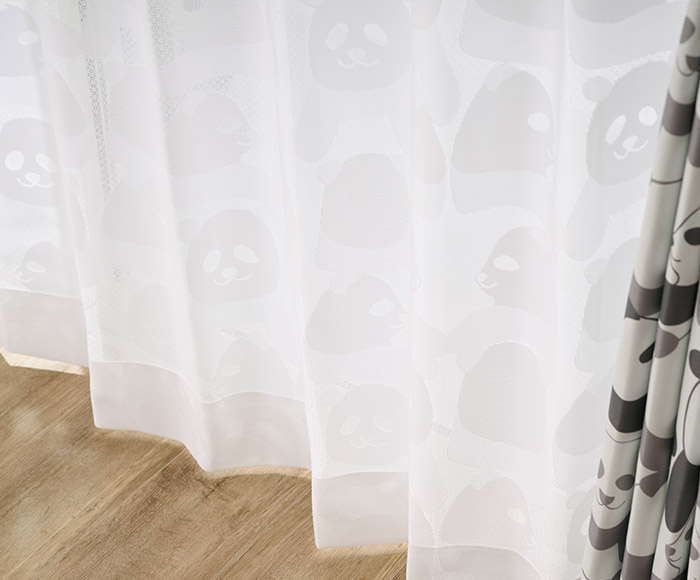 おしゃれなパンダ柄に癒されるレースカーテン レースパンダ（L-8209）