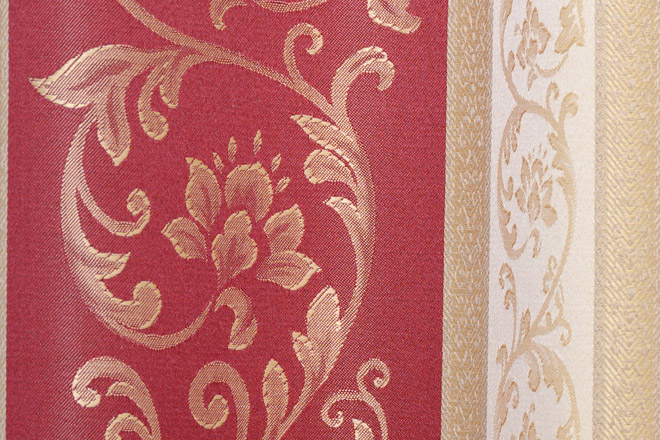 遮光裏地付き二重カーテン アラベスク柄が美しいジャガードカーテン マドラス