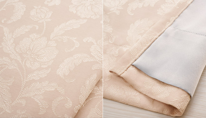 優しい色合いのジャガード織の花柄が美しい裏地付き3級遮光カーテン ルイーズ