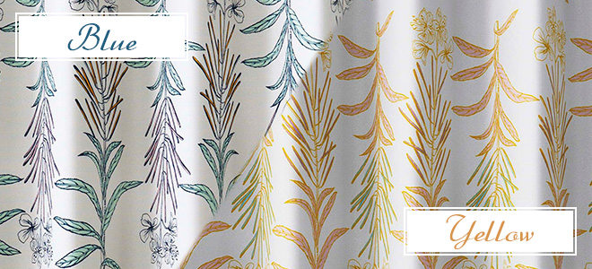 繊細なラインで描かれたスッキリとした花柄の2級遮光カーテン　グラシー