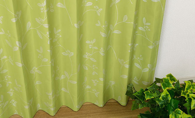 ≪SALE 54％OFF≫線描きの植物柄が美しい2級遮光プリントカーテン　グリーンバイン（D-0000）巾101～150cm×丈53～260cm/1枚