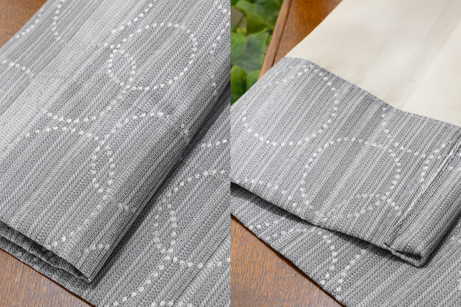 サークル柄がモダンなジャガード織遮光率100%完全1級遮光カーテン　ロント