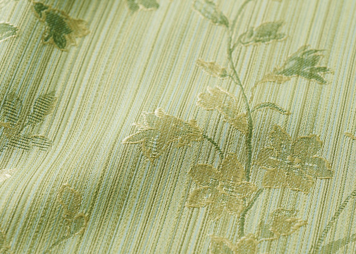 細かい縞の上に草花をちりばめた和風カーテン　センカ（D-8003）