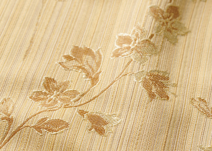 細かい縞の上に草花をちりばめた和風カーテン　センカ（D-8003）