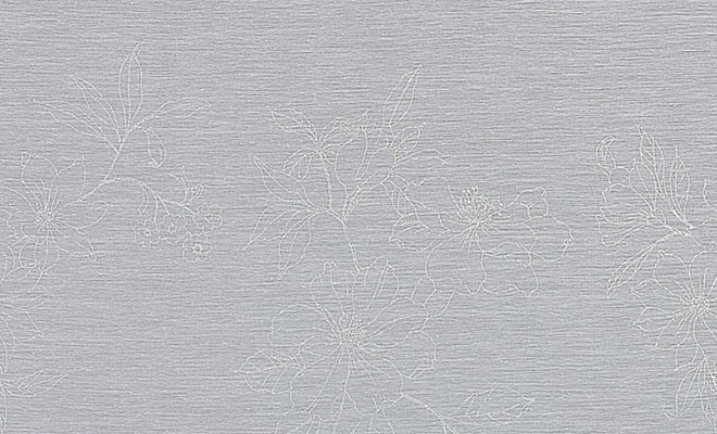 モクレンの花をラメ入りグリッターで描いたプリントボイルレースカーテン マグ