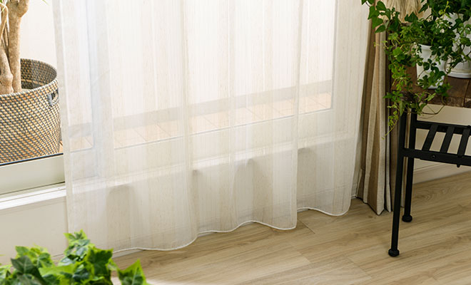 シームレス ナチュラル縦ストライプボイルレースカーテン イルシー L 1290 巾101 150cm 丈53 260cm 1枚 カーテン 通販専門店インズ カーテン専門のインテリアショップ