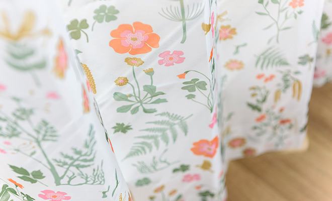 北欧デザイナー’S　コレクション　草花柄プリントのボイルレースカーテン　ボイルミラ