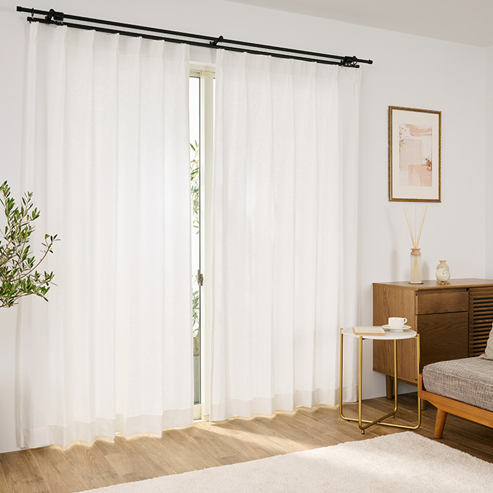 外から見えにくい！ダマスク柄がおしゃれな遮熱・遮像レースカーテン ラーチ（L-1724）