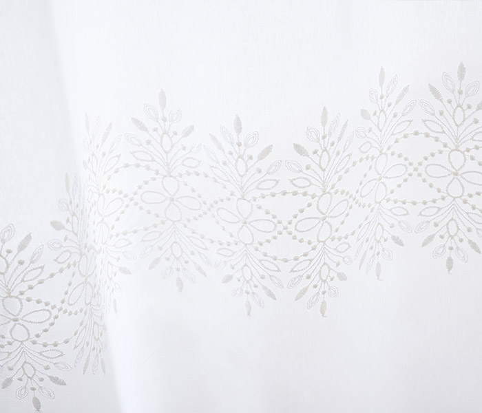 花や植物の上品な刺繍がおしゃれなトルコ刺繍レースカーテン　フィエルテ（L-8205)
