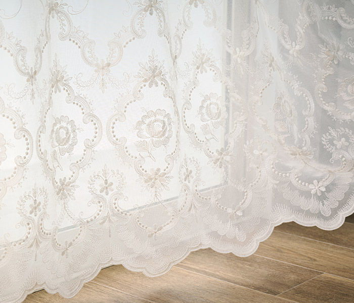 華やかな花柄が優雅で美しいトルコ刺繍レースカーテン　ラシュレ（L-8205)