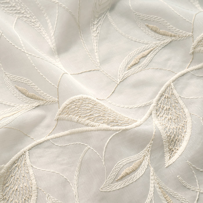 ナチュラルシャビーなリーフ柄がおしゃれなトルコ刺繍レースカーテン　ミルト（L-8205)